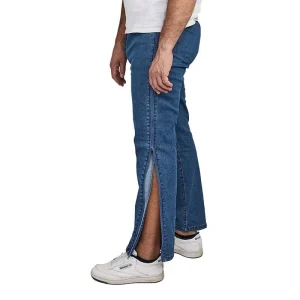 Jeans com fecho de correr lateral - Azul