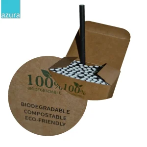 100 Palhinhas Pretas Papel FDA Biodegradável Cocktail